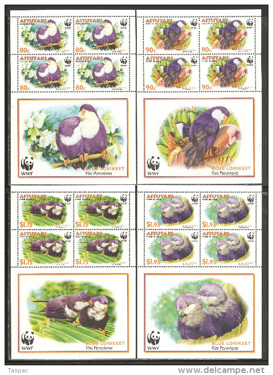 Aitutaki 2002 Mi# 772-775 Kleinbogen (4) ** MNH - Birds / WWF - Aitutaki