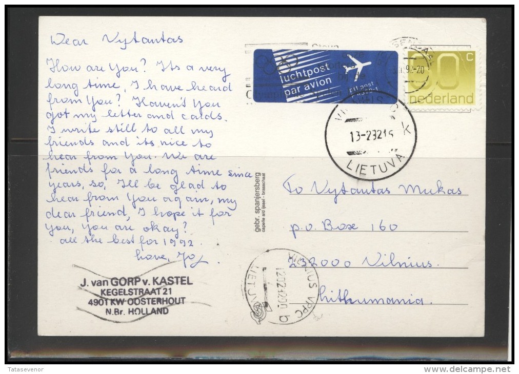 NETHERLANDS Brief Postal History Postcard Air Mail NL 025 Coat Of Arm Flag - Brieven En Documenten