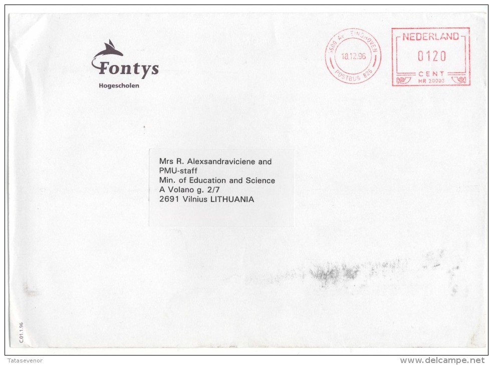 NETHERLANDS Brief Postal History Envelope NL 051 Meter Mark Franking Machine EINDHOVEN - Brieven En Documenten