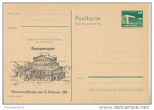 DDR P84-4-85 C108 Postkarte Zudruck SEMPEROPER DRESDEN 1985 - Private Postcards - Mint