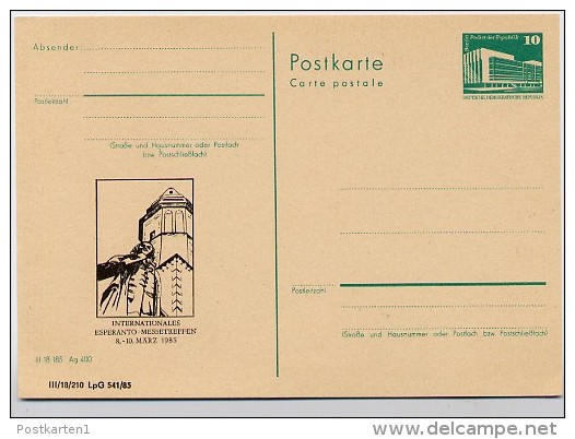 DDR P84-5-85 C109 Postkarte Zudruck BACHDENKMAL ESPERANTO Leipzig ** 1985 - Postales Privados - Nuevos