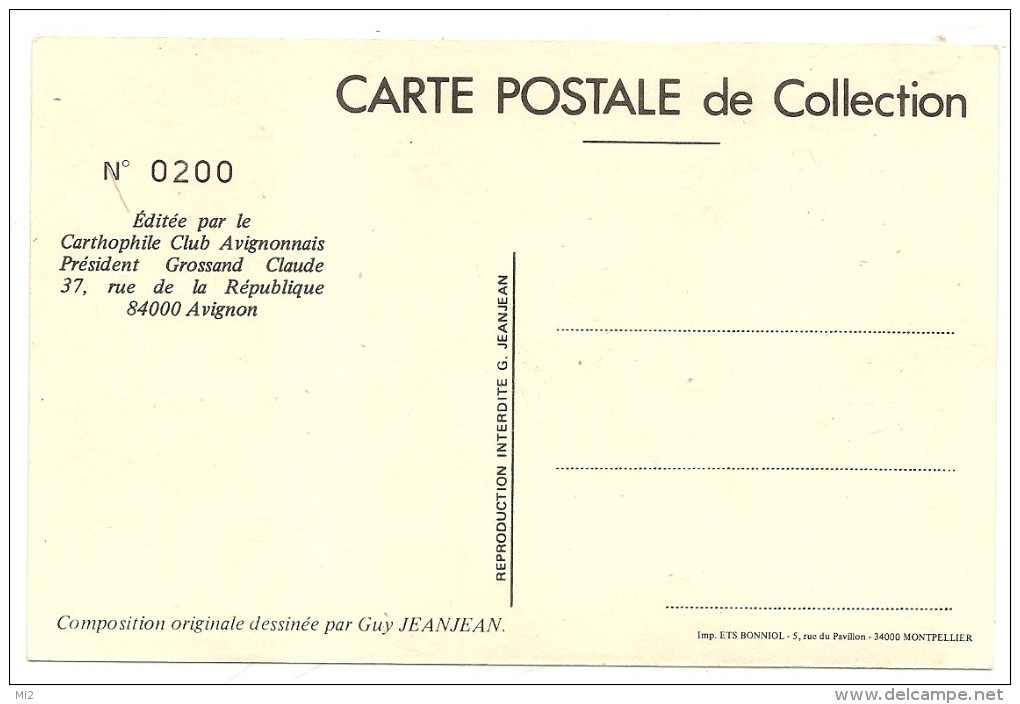 Jeanjean Cartophile Club Avignonnais President Grossand 200 Bourse 1978 - Otros & Sin Clasificación