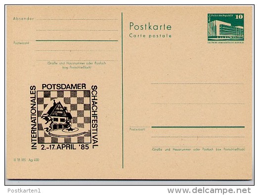 DDR P84-7-85 C111 Postkarte Zudruck SCHACHFESTIVAL CECILIENHOF Potsdam ** 1985 - Cartes Postales Privées - Neuves