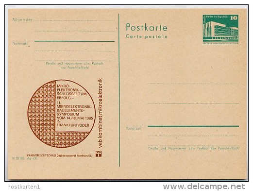 DDR P84-12-85 C114 Postkarte Zudruck MIKROELEKTRONIK Frankfurt/Oder 1985 - Privatpostkarten - Ungebraucht