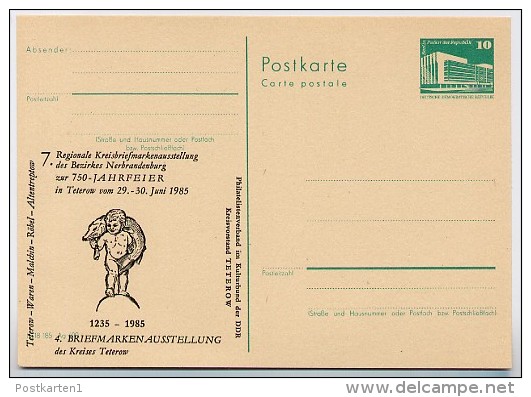 DDR P84-19a-85 C120-a Postkarte Zudruck HECHTBRUNNEN TETEROW 1985 - Cartes Postales Privées - Neuves