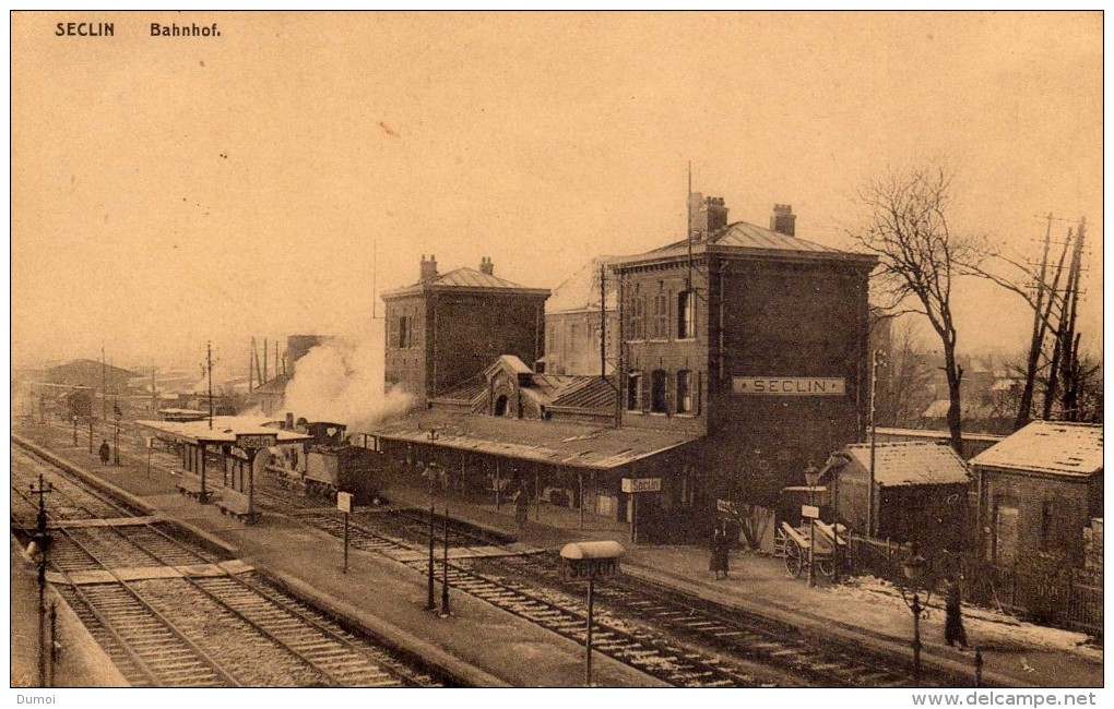 SECLIN  -  Bahnhof  -  Carte Allemande  (Train à Vapeur) - Seclin