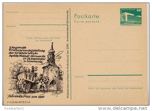 DDR P84-26a-85 C125-a Postkarte Zudruck FAHRENDE POST Sömmmerda ** 1985 - Privatpostkarten - Ungebraucht