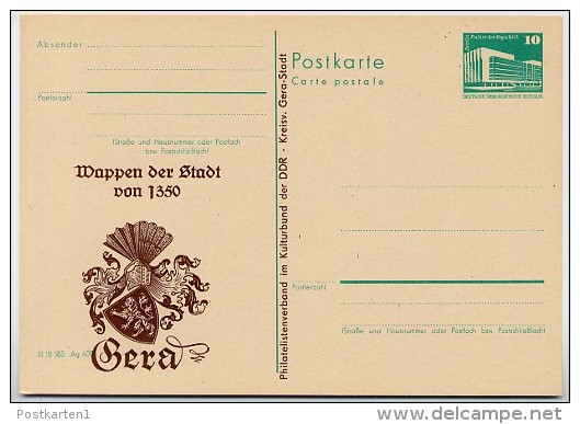 DDR P84-16-86 C146 Postkarte Zudruck WAPPEN GERA 1986 - Privatpostkarten - Ungebraucht