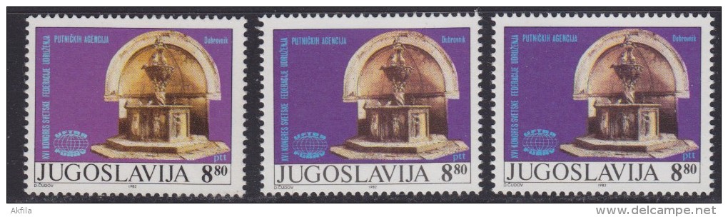 Yugoslavia 1982 Congress Of The Travel Agencies In Dubrovnik, Error - Difference In Color, MNH (**) - Non Dentelés, épreuves & Variétés