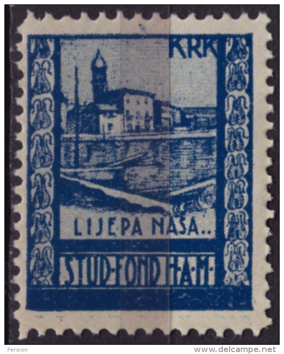 Croatia, Yugoslavia / KRK Veglia Cathedral Church - 1930´s - Croatian Student Charity Stamp - Label / Cinderella MNH - Kroatië