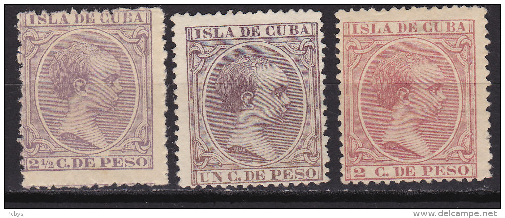 Cuba Lot De 3 Alfonso XIII De 1894-96 Nfs   à Saisir - Prephilately