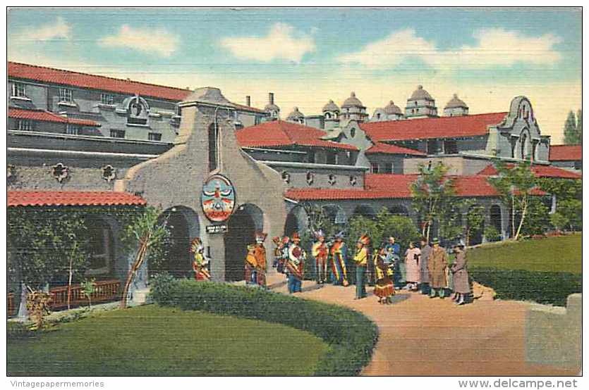 220543-New Mexico, Albuquerque, Alvarado Hotel, Native American Indian Building, Curteich - Albuquerque