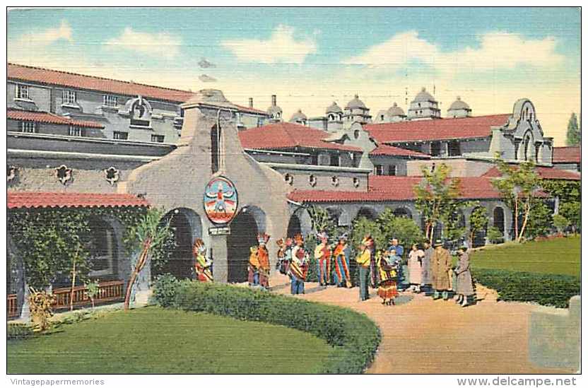 220545-New Mexico, Albuquerque, Alvarado Hotel, Native American Indian Building, Curteich - Albuquerque