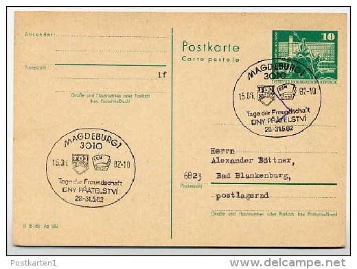 FREUNDSCHAFT JUGEND DDR - CSSR Magdeburg 1982  Auf  DDR  Postkarte P 79 - Postkarten - Gebraucht