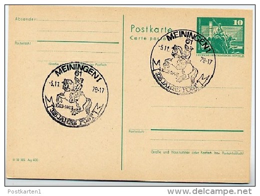 325 J. POST Meiningen POSTREITER 1978  Auf  DDR  Postkarte P 79 - Post