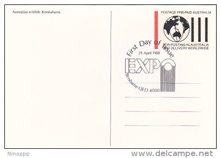 Australia 1988 EXPO 88 Prepaid Postcard ,Platypus,First Day Of Issue - Entiers Postaux