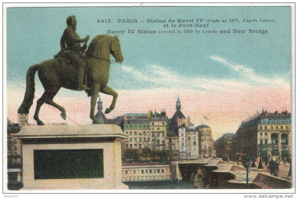 75 - PARIS - Statue De Henri IV Et Le Pont-Neuf - ELD 4613 - Statues