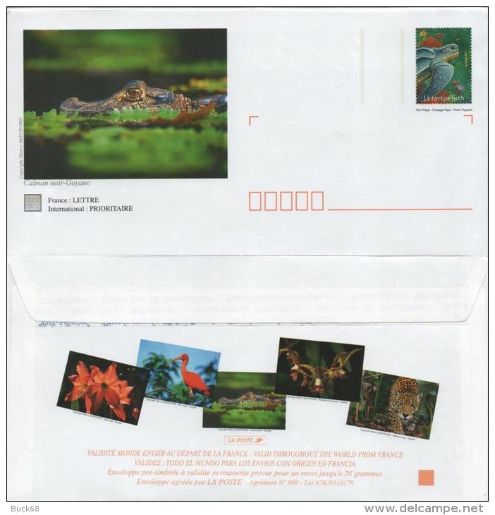 FRANCE Entier Postal Enveloppe Neuve PAP 20 G : 2002 Tortue Luth (turtoise Schildkröte) / Guyane Caïman Noir - Prêts-à-poster:  Autres (1995-...)