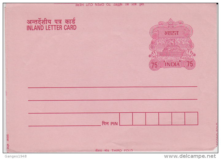 India  Madras Security Printers  75 (P)  Ship  Scarce PINK  Inland Letter # 82245  Inde  Indien - Inland Letter Cards