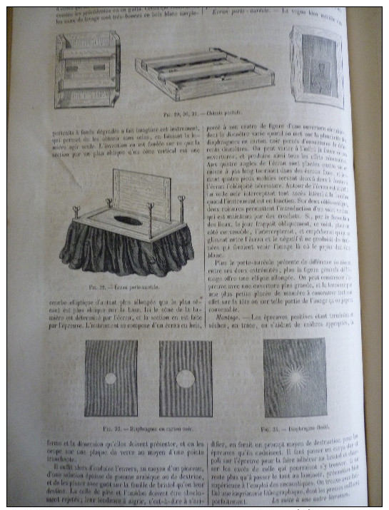 La Photographie , Matériel , Gravure De 1864 Avec Texte - Documents Historiques