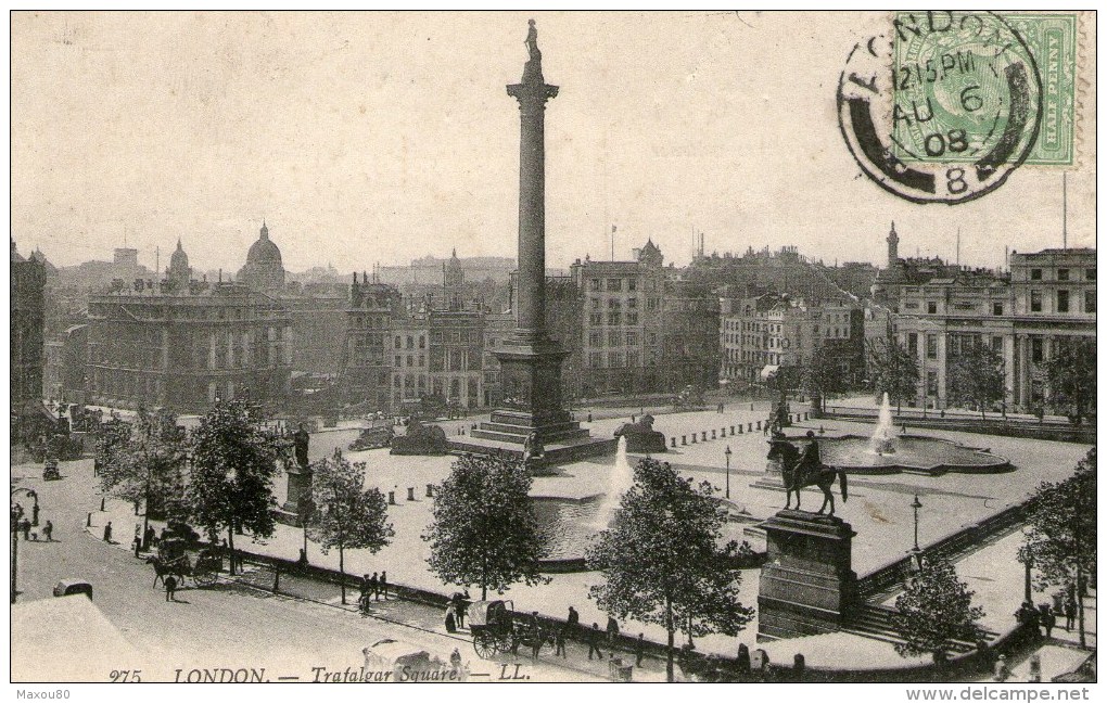 LONDON - Trafalgar Square - 1908 - - Trafalgar Square