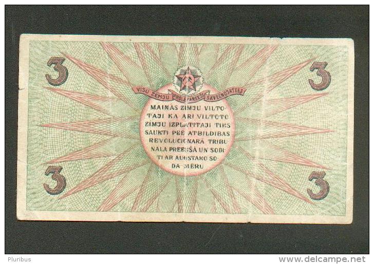 1919 LATVIA  RIGA  COMMUNIST GOVERNEMENT  3 RUBLI  BANKNOTE,O - Lettland