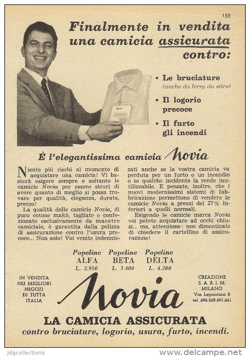 # NOVIA CAMICIE  SABIM MILANO 1950s Advert Pubblicità Publicitè Reklame Shirts Chemises Camisetas Hemden - 1940-1970 ...