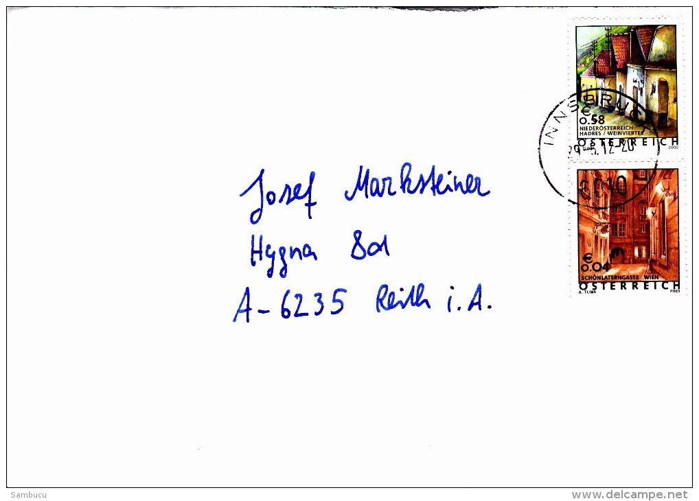 Brief Von 6010 Innsbruck Mit 58 Cent Hadres + 4 Cent Wien 2012 - Briefe U. Dokumente