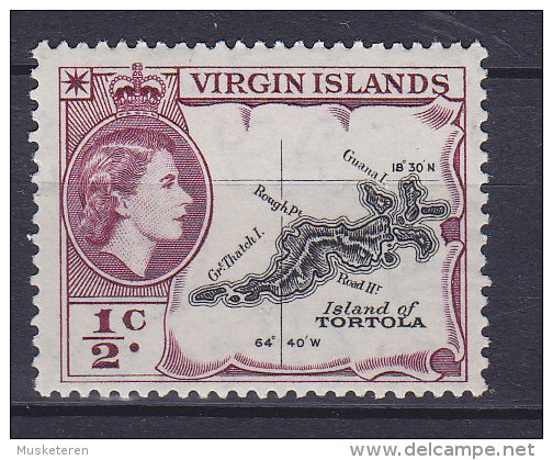 British Virgin Islands 1956 Mi. 111     ½ C Queen Elizabeth II & Map Of Tortola Landkarte MH* - British Virgin Islands