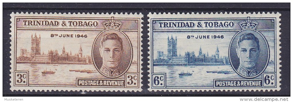 Trinidad & Tobago 1946 Mi. 145-46 King George VI. Victory Complete Set MH* - Trinidad & Tobago (...-1961)