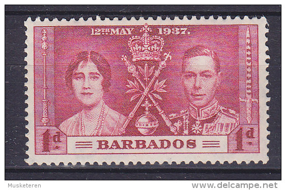 Barbados 1937 Mi 152      1 P King George VI. Coronation MH* - Barbades (...-1966)