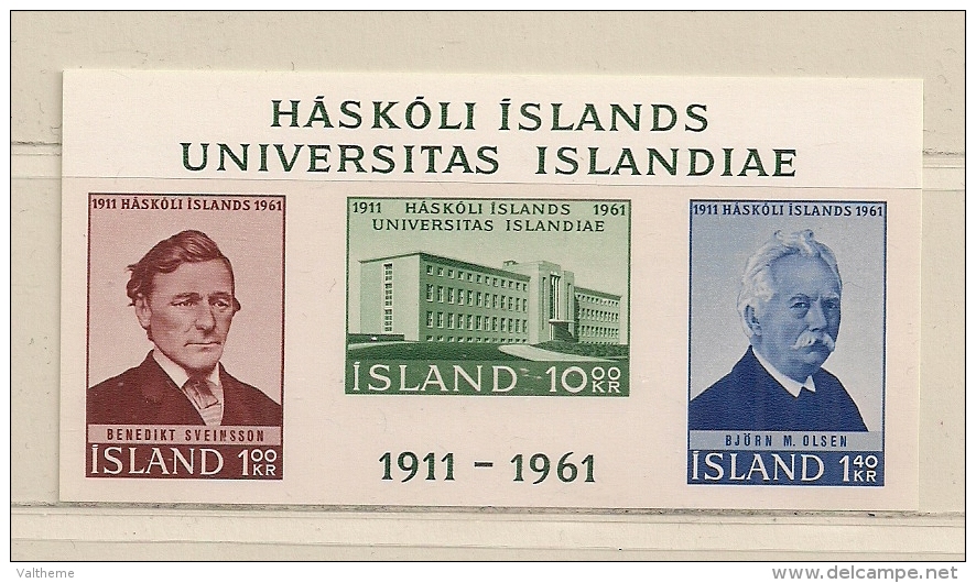 ISLANDE   ( EUIS - 123 )    1961    N° YVERT ET TELLIER    N° 3  N* - Blocs-feuillets