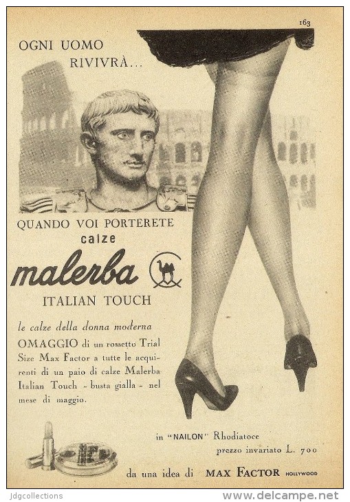# CALZE MALERBA 1950s Advert Pubblicità Publicitè Reklame Stockings Bas Medias Strumpfe - Tights & Stockings