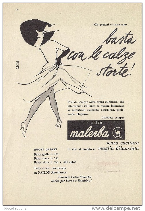 # CALZE MALERBA 1950s Advert Pubblicità Publicitè Reklame Stockings Bas Medias Strumpfe - Calze