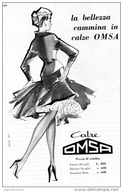 # CALZE OMSA 1950s Advert Pubblicità Publicitè Reklame Stockings Bas Medias Strumpfe - Tights & Stockings