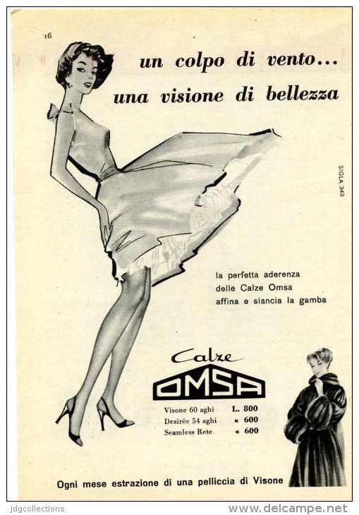 # CALZE OMSA 1950s Advert Pubblicità Publicitè Reklame Stockings Bas Medias Strumpfe - Kousen