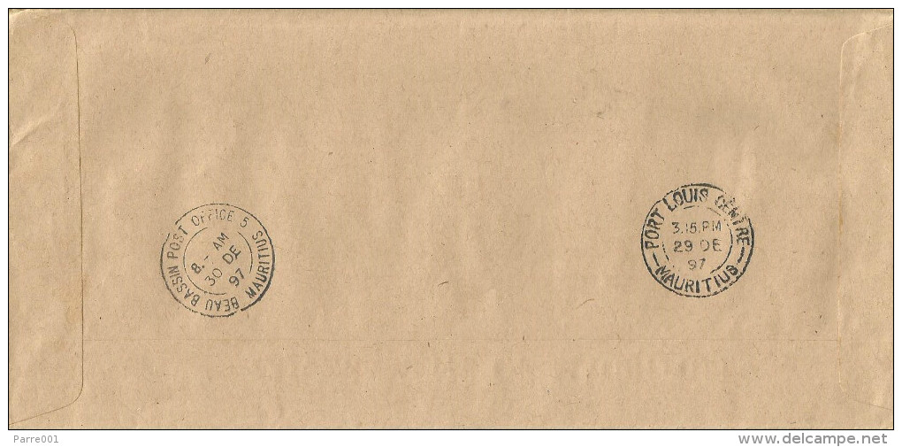 Mauritius Maurice 1997 Port Louis Centre Unfranked Official Domestic Registered Cover - Mauritius (1968-...)