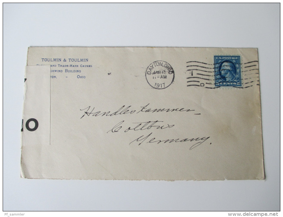 USA 1917 Brief Nach Cottbus. Openend By Censor 4032. Zensurbeleg / 1. Weltkrieg - Storia Postale