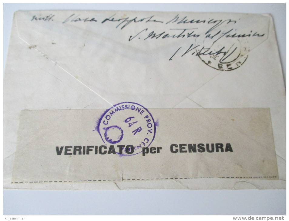 Italien 1943 Brief / Zensurbeleg. Verificato Per Censura. Commissione Prov. Censura 64 R - Military Mail (PM)