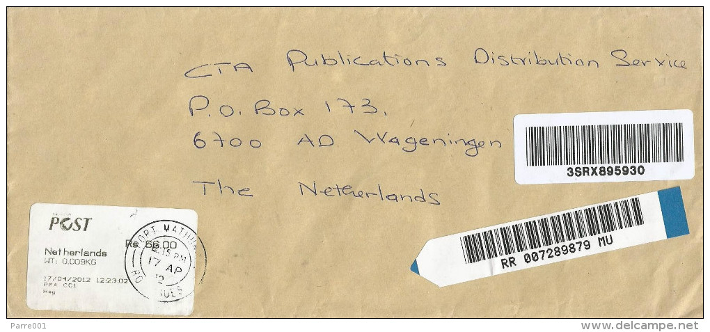 Mauritius Maurice 2012 Port Mathurin 1 Rodrigues Post Office Meter Franking Postage Paid EMA Barcoded Registered Cover - Mauritius (1968-...)