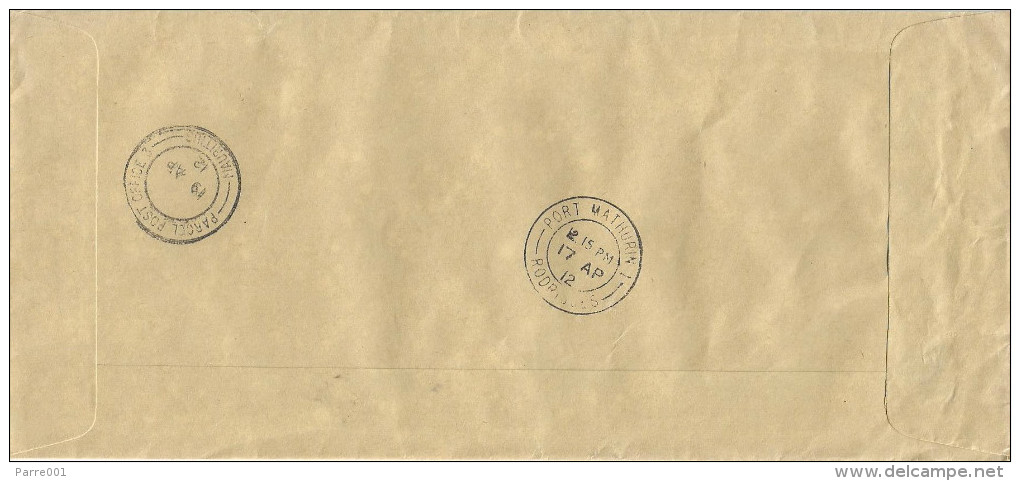 Mauritius Maurice 2012 Port Mathurin 1 Rodrigues Post Office Meter Franking Postage Paid EMA Barcoded Registered Cover - Mauritius (1968-...)