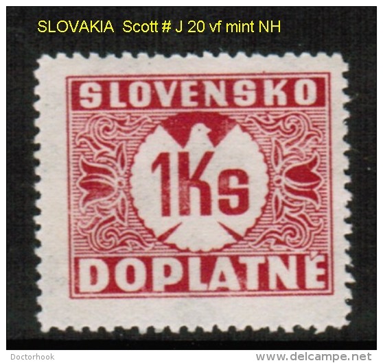 SLOVAKIA   Scott  # J 20** VF MINT NH - Unused Stamps