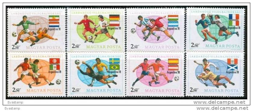 HUNGARY - 1978. World Cup Soccer Chships,Argentina Cpl.Set MNH! Mi:3284-3291. - Unused Stamps
