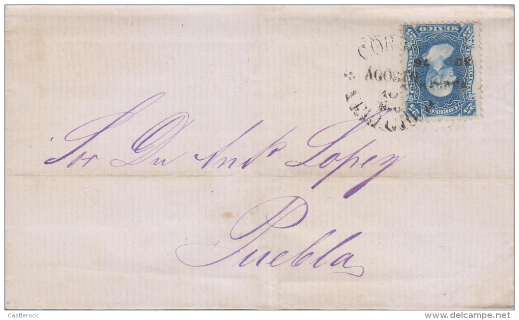 G)1879 MEXICO, HIDALGO ISSUE 25 CTS. 30 76, CIRCULATED COVER TO PUEBLA,XF - Mexico