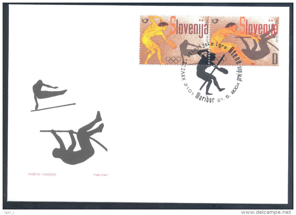 Slovenia Slovenie Slowenien 2004 FDC Cover: Olympic Games Athens, Long Jump. Discus Throwing Antique Games - Summer 2004: Athens