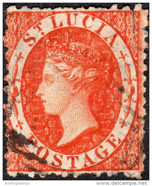 St Lucia  1864 SG14a,14b CrownCC P12.5 (1/=) Orange Used (A11 Duplex) - St.Lucia (...-1978)