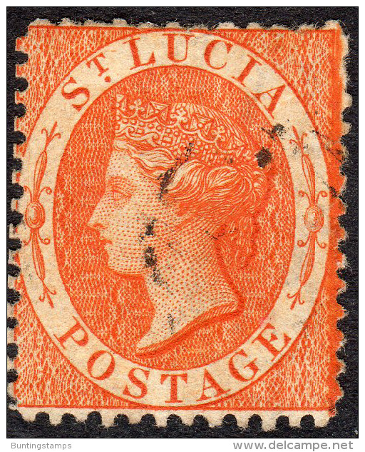 St Lucia  1864 SG14a,14b CrownCC P12.5 (1/=) Orange Used (A11 Duplex) - St.Lucia (...-1978)