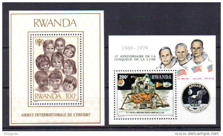 Année De L’Enfant, Conquête De La Lune, BF 82 Et 84**, Cote 12,25 €, - Unused Stamps