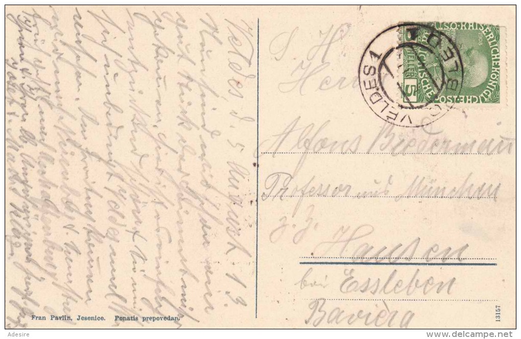 BLED (Slowenien) 1910? - Sehr Schöne Karte Gel., Stempel Bled Veldes1 - Slowenien