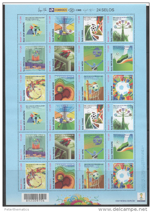 BRAZIL, 2014,MNH,FIFA WORLD CUP, POSTERS, CITY HOSTS, STYLIZED BIRDS, SHEETLET OF 2 SETS - 2014 – Brazil